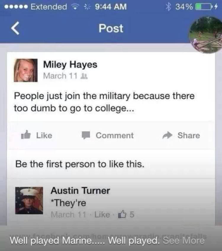 military facebook bullying