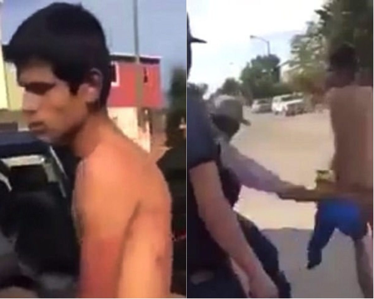 Vigilantes Strip And Hit Accused Thieves With Plank Of Wood In Sinaloa.