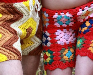 New Fashion Trend For Men: Crocheted Shorts Made From Old Blankets