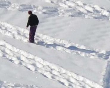 It Looks Like A Crazy Guy Just Walking Around In The Snow. Then You Zoom Out And.. Whoa.