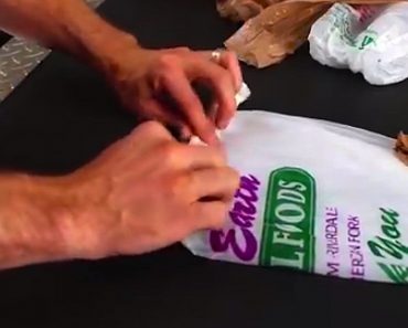 He Rolls A Plastic Shopping Bag At One End. The Results? This Is Genius!