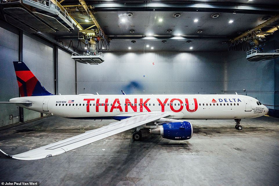 delta airlines thank you plane